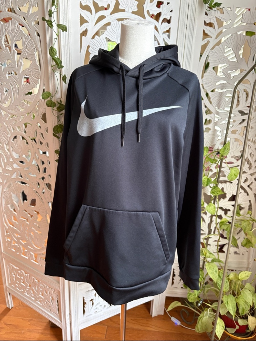 Men’s Nike DRI-FIT Black Hoodie with White Swoosh